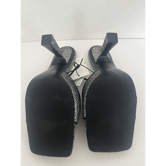 NWT Zara Women's Silver Embellished Square Tow Heeled Sandal Size 9 (Euro 40) - Picture 4 of 10